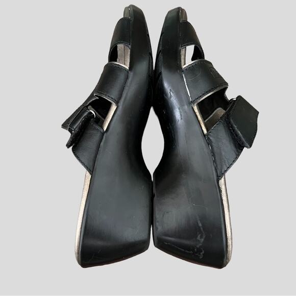 Clarks Bendables Ella Celtic Sandals 8.5 M Black Leather Slides 60481 Comfort - Picture 5 of 12